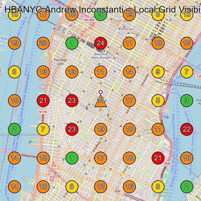 HBANYC Andrew Inconstanti Hair Salon GeoGrid ranking map for New York NY